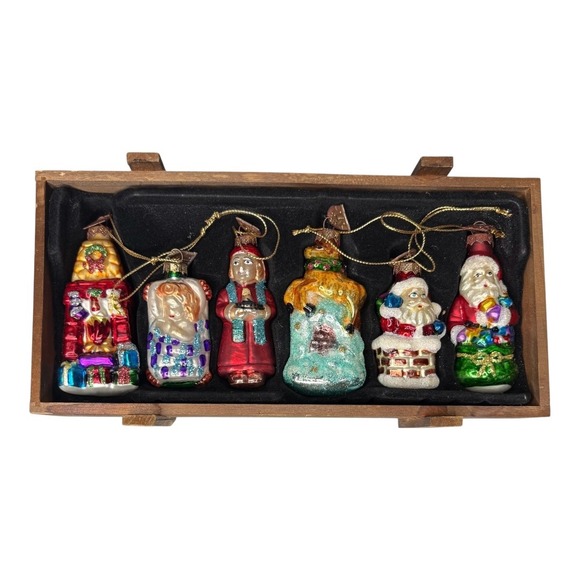 Thomas Pacconi Classics Night Before Christmas Ornament Set of 6 Glass 2004 - Picture 1 of 9